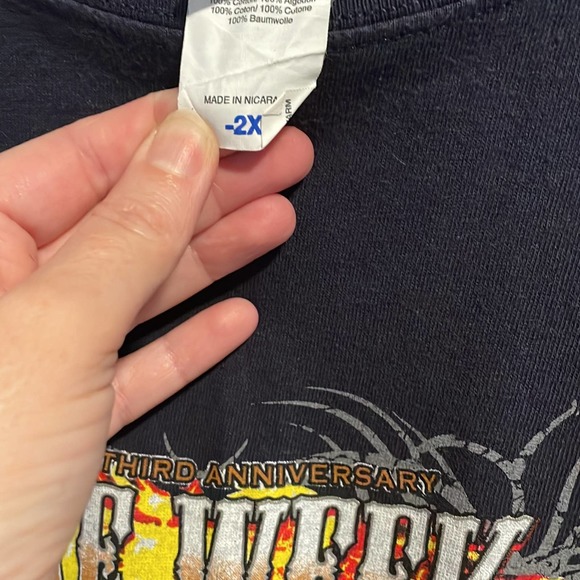 Men’s Daytona Beach, anvil canvas cycle and flames canvas T-shirt, two XL - Picture 6 of 6